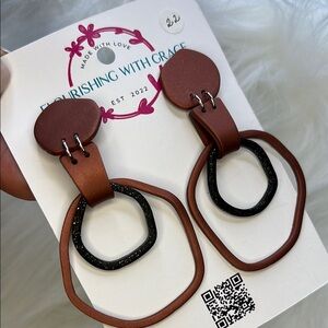 Brown and Black CLIP ON Earrings